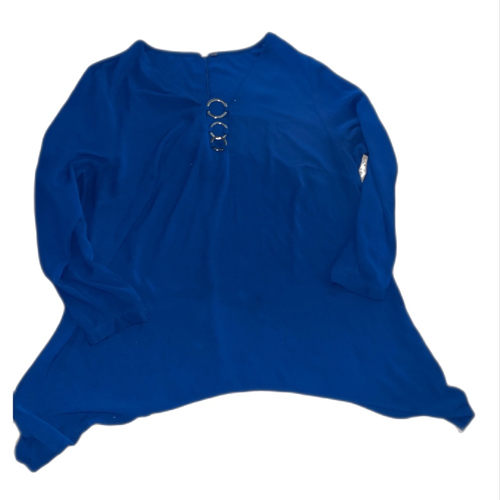 NYC Collection Plus Size Blue Scoop Neck Blouse Top 3X